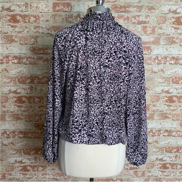 Allison Joy Evereve Mock Neck Blouse Pink Gray Size xs Long Sleeve - Picture 7 of 14